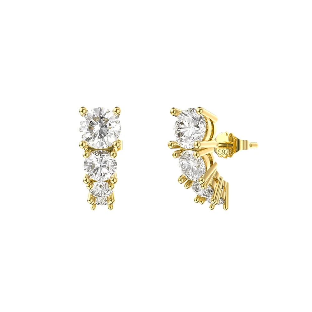 

RINNTIN SE379 New Arrival Stud zirconia earrings wedding jewelry sterling silver 925 fine jewelry earrings for women