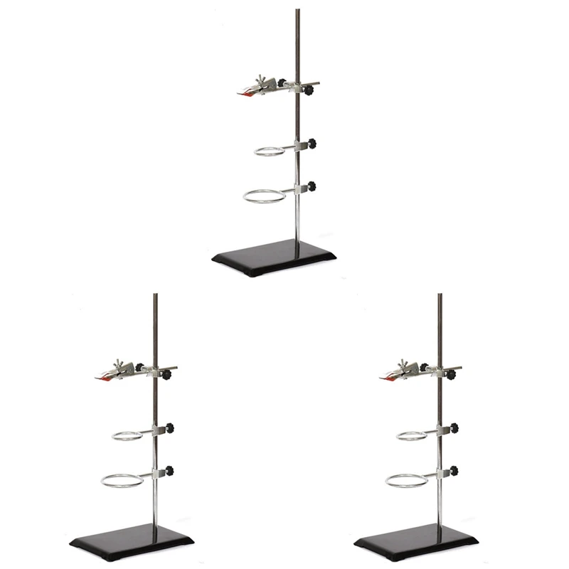 

3X Laboratory Grade Metalware Support Stand, Cork Lined Burette Clamp With 6 Retort Ring (2Inch,3Inch Dia)