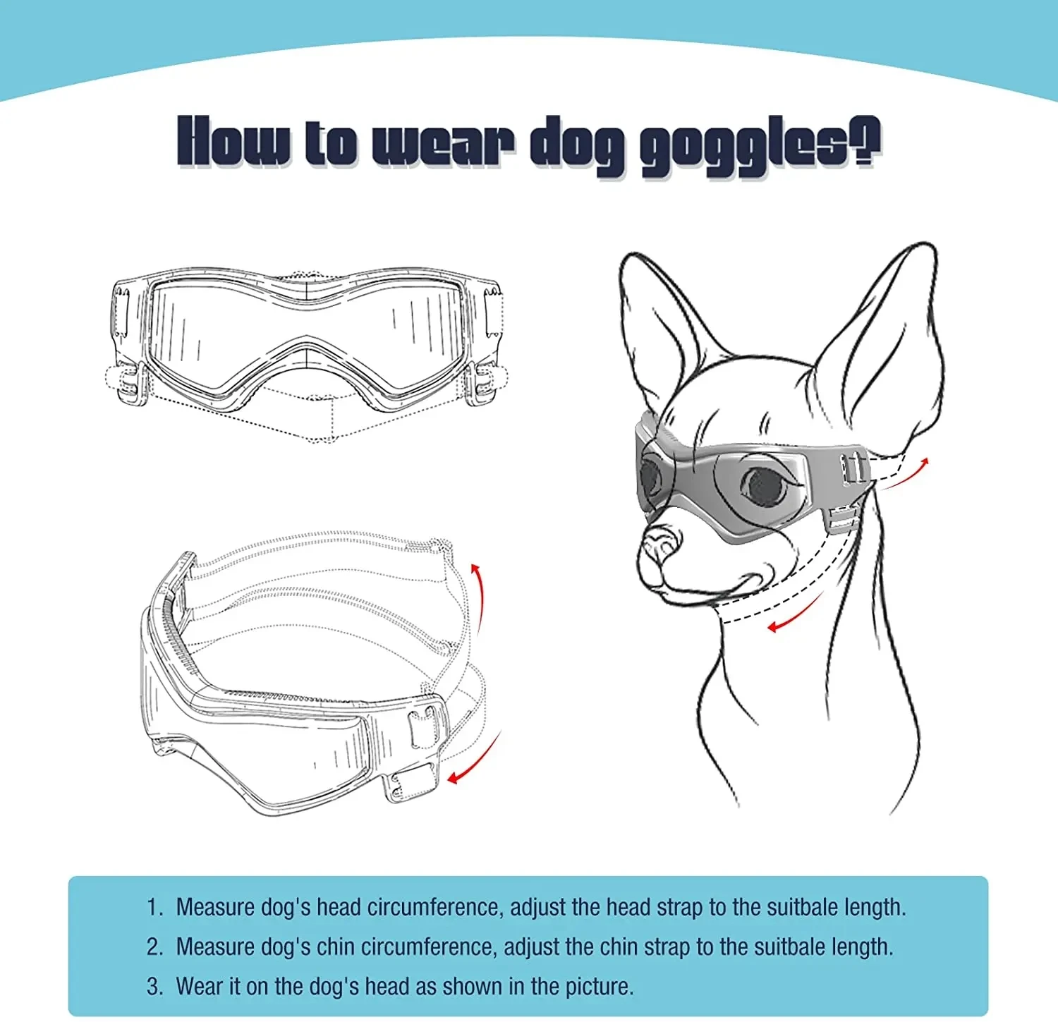 5126-c9acf0.jpg Gafas de sol con protección UV para perros y gatos, Incluyen correas ajustables.