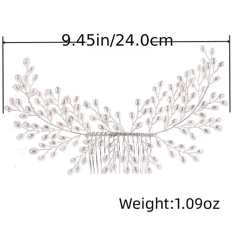 Bridal Hair Accessories Silver Color Pearl Hair Comb Pin Band Headband Tiara For Women Bride Party Wedding Bridal Hair Accessories Jewelry Comb Band