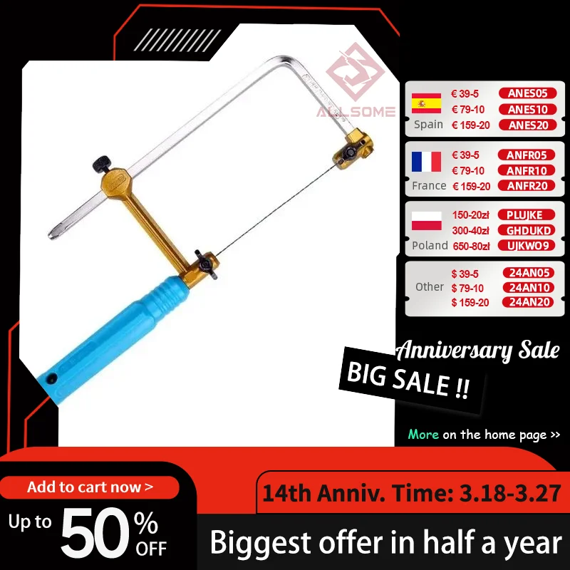 Allsome Saw Frame U-Shape Handsaw Frame Bow Cutting Tool Accessori 280Mm Per La Lavorazione Del Legno Artigianato Creazione Di Gioielli Fai Da Te