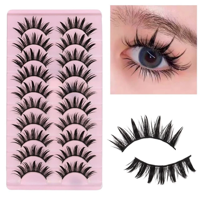 Manga Lashes Natural Look False Eyelashes Anime Lashes Mink Wispy Fluffy  Spiky 3D Volume Eyelashes Pack Korean Japanese Asian Cosplay Fake Eyelashes