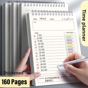 Piano Lista delle cose da fare Agenda Planner A5 Quaderno a spirale Orari Blocco note giornaliero 160 pagine spesse Materiale scolastico per ufficio Cancelleria