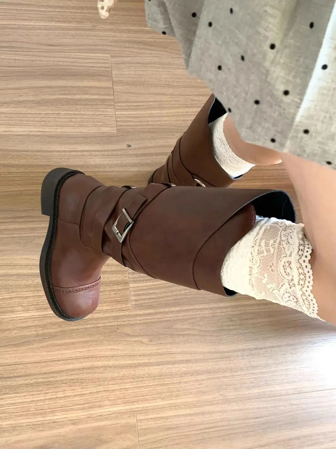 Damen-Socken Herbst/Winter Oberschenkelhohe Spitzensocken Niedliche Lolita Warme Strümpfe Schwarz Weiß Lange Beinsocken für Mädchen Stiefel-Accessoires – Detail 10