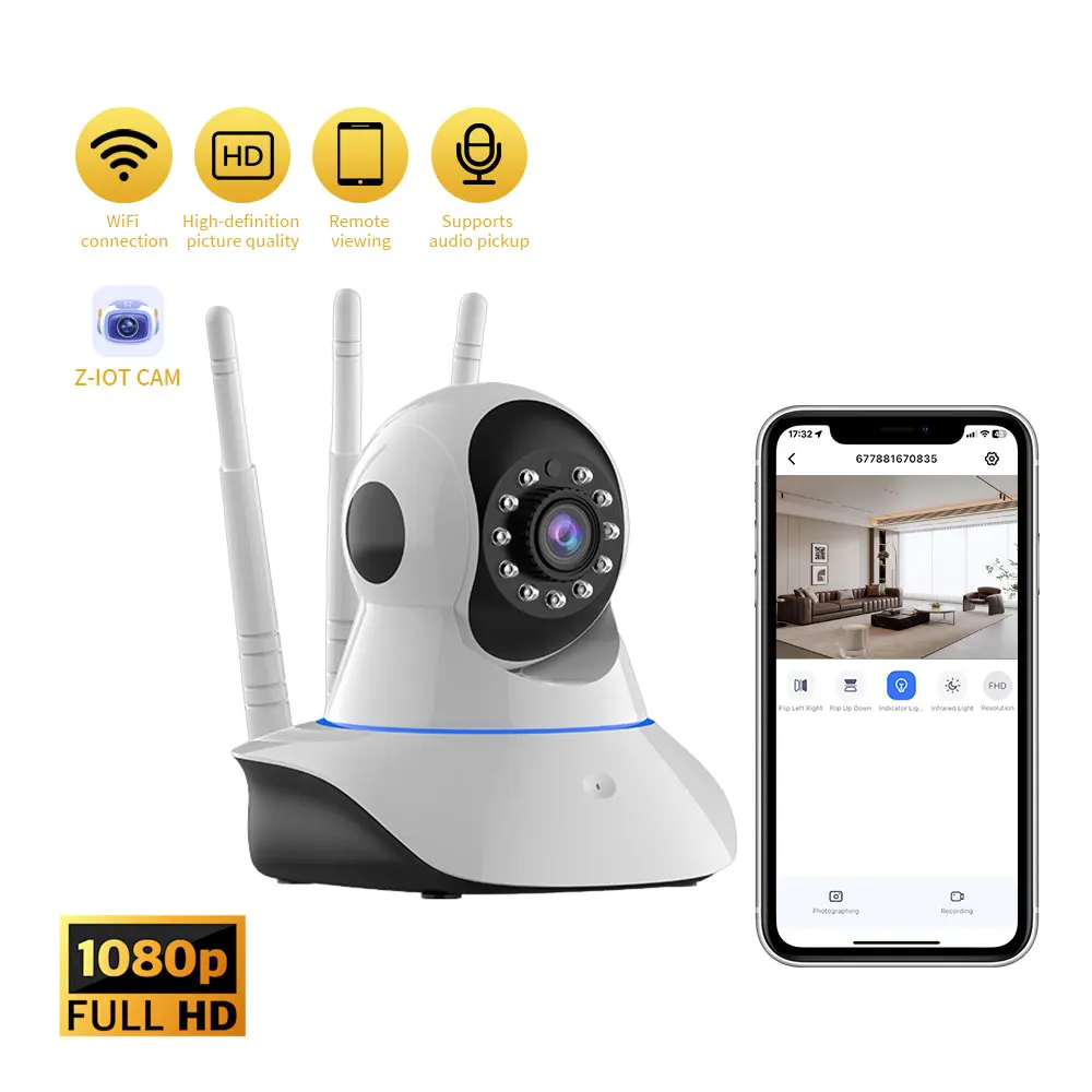 Surveillance Camera WIFI IP Camera Smart Home Two Way Audio Pan Tilt 1080P Wireless Security CCTV Camera Support RJ45 Port 2