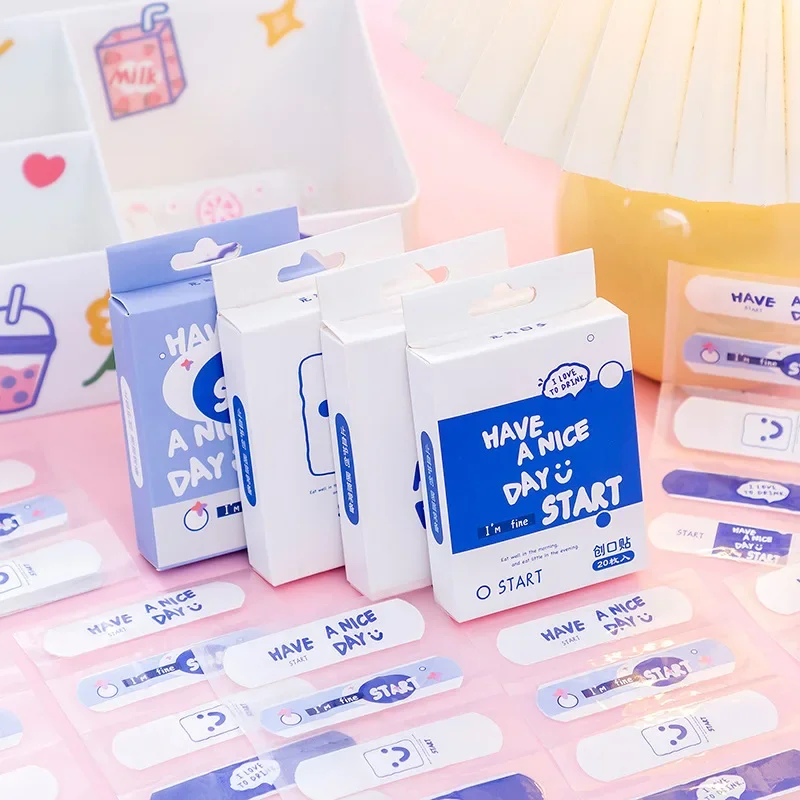 20pcs/box Baby Cartoon Pattern Breathable Wound Patch Waterproof Band Aid Bandage Disposable Wound Sticker Kawaii First Aid