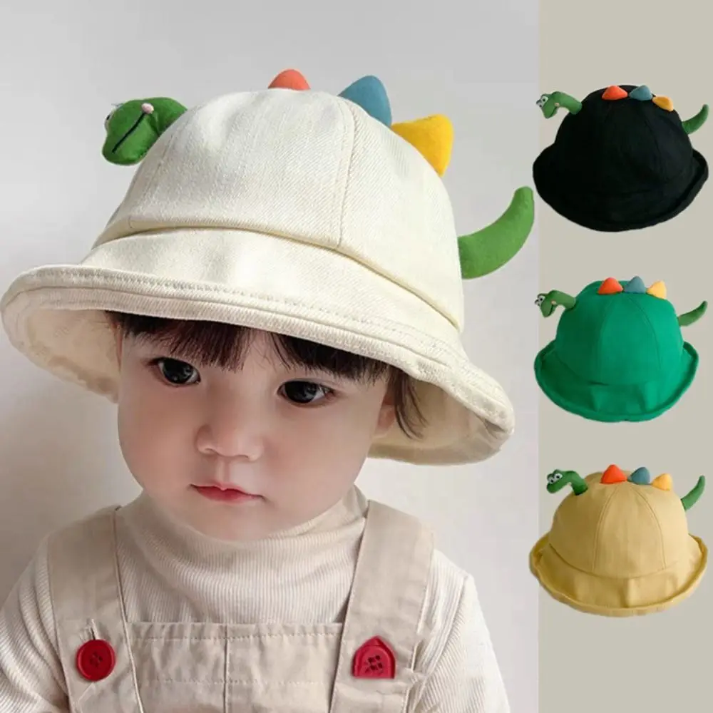 

Мультяшные Детские Панамы, модные корейские детские шляпы от солнца, шапки для детей 1-4 лет с 3D динозавром, детские шапки, кепки