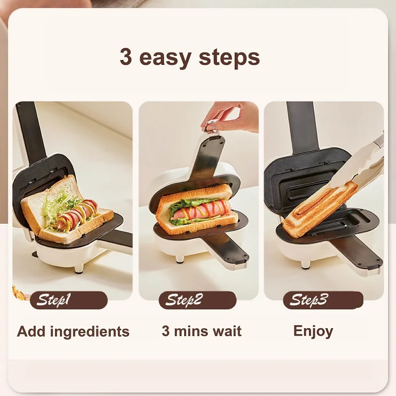 550W Mini Hot Pressed Sandwich Maker Home Quick Breakfast Maker Non Stick Panini Double Sided Heating Toaster Kitchen Tools