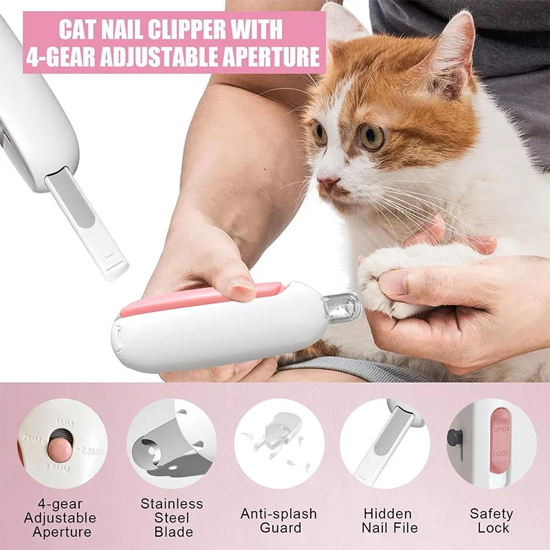 Máquina de tosa para cães e gatos com orifício ajustável e lixa de unha para evitar cortes excessivos. Ferramenta profissional para cuidados com a pelagem._voghion.com
