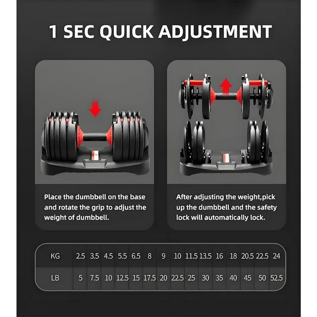 Adjustable Dumbbell Pair 24kg/53lb 4