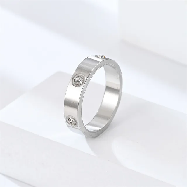 Bague tendance en acier inoxydable couleur or/argent/or rose pour femmes et hommes, bagues en cristal CZ pour couple, bijoux de luxe, bagues de mariage, cadeau
