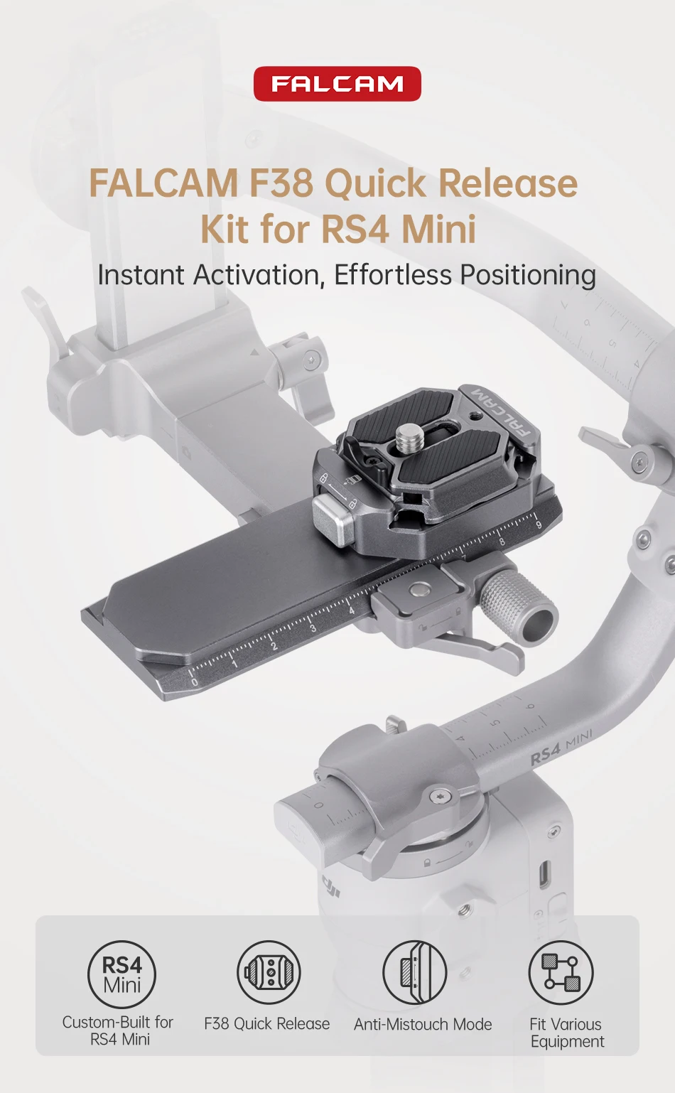 F22 F38 Quick Release Plate Kit for DJI RS4 Mini Quick Switching Between Stabili