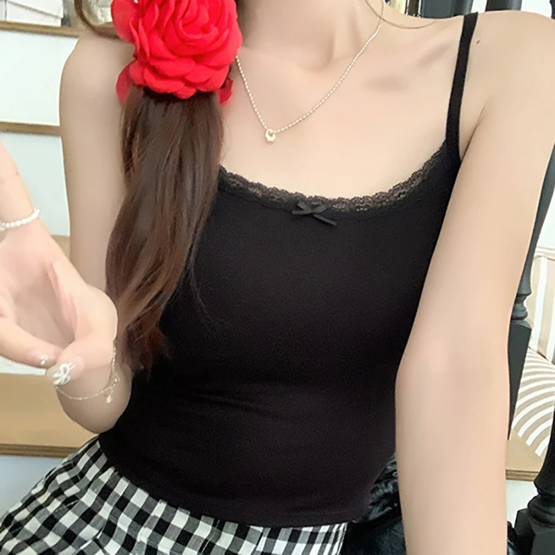 Polyester Summer Women Halter Lace Undershirt with Bra Pads