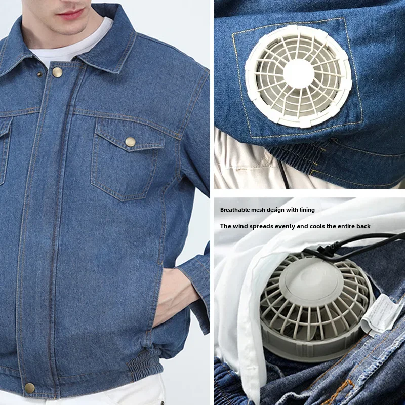 Thick Denim Summer Welding Workwear For Men Anti-scalding Anti-wear Ragged Edge Work Shirt