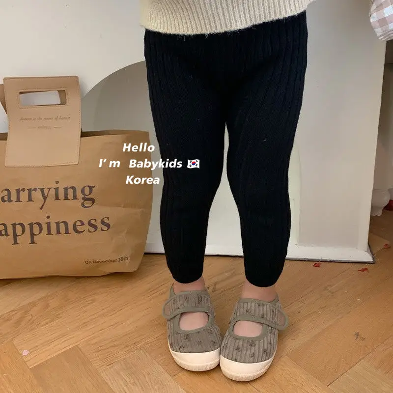 Girls Pants Kids Pants Girls Trousers Pants Leggings Skinny Ankle Length Elastic Waist Solid Cotton Simple Casual Warm Comfortable Autumn Children Girls