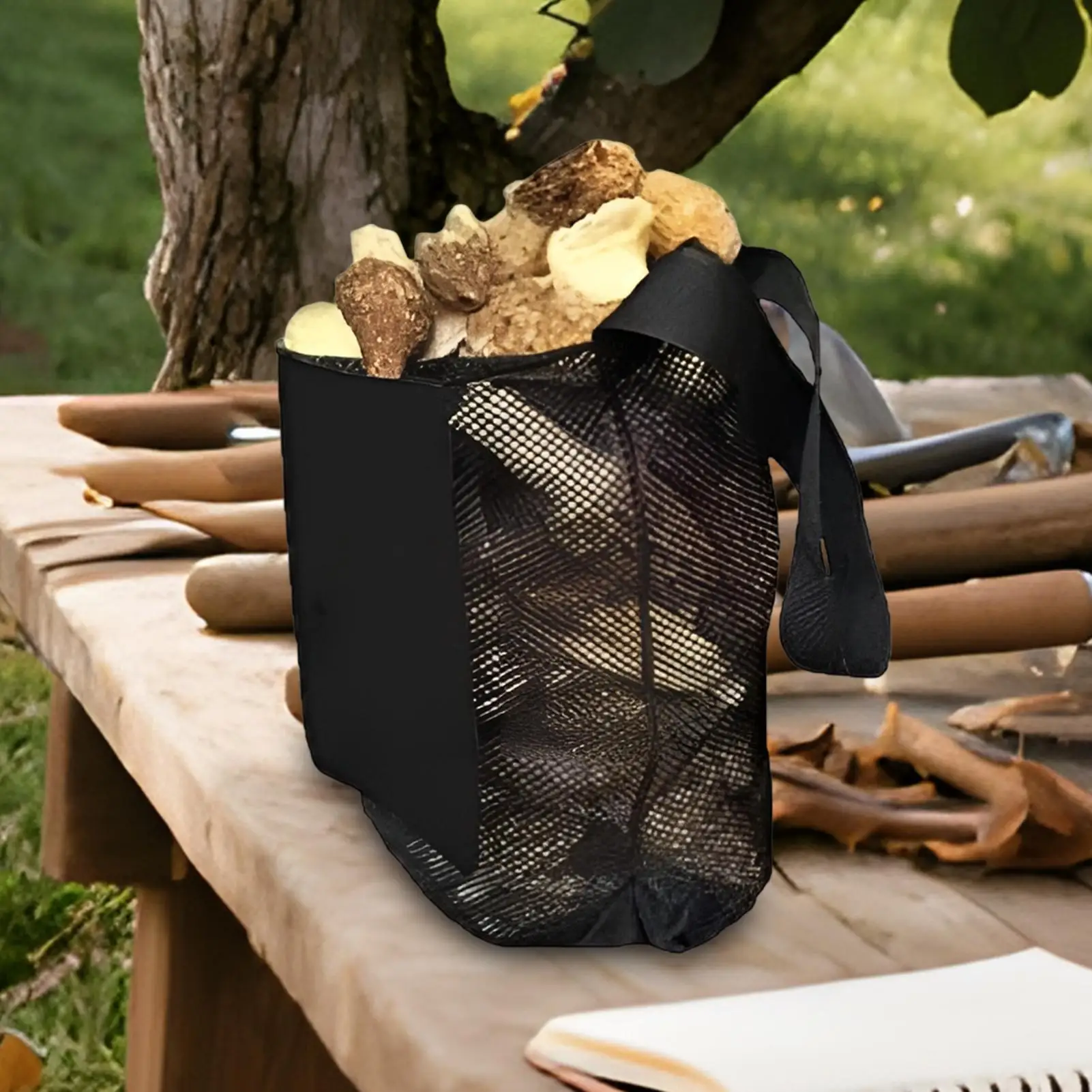 Mushroom Foraging Bag Mesh Picking Pouch with Adjustable Strap Portable Foldable Pouch for Collection Hunting Storage Garden