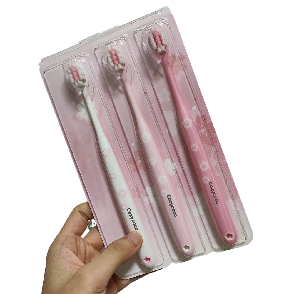 Cozycoco Manual toothbrushes, Adult Soft Toothbrush With Tapered Bristles,Ergonomic Handle, 3 Pack