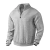 2025 New Men's Casual stand-up collar zipper pullover loose knitted jacquard autumn and winter long-sleeved sweater men's top 3