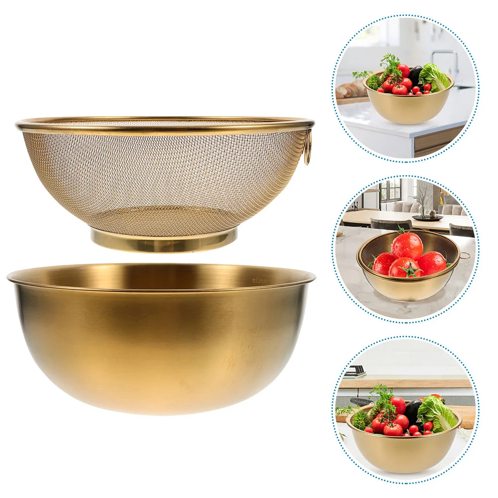 

Mesh Screen Stainless Steel Drain Basket Kitchen Basin Rice Washing Artifact Fruit