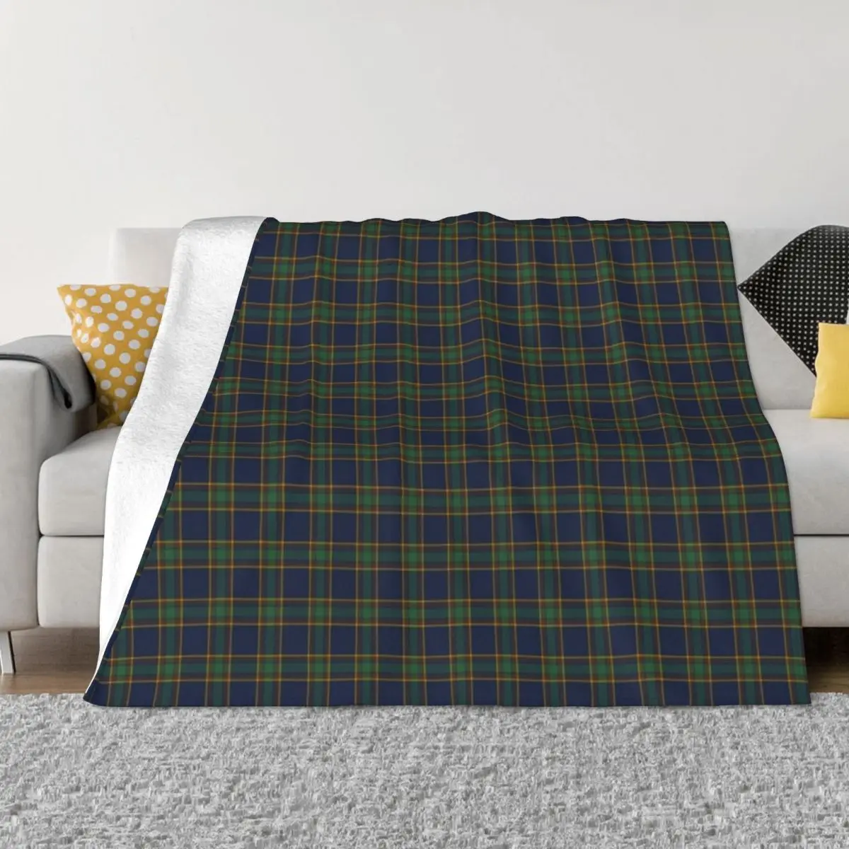

McGovern Tartan Pattern Navy and Green Irish Plaid Throw Blanket Luxury St Blanket heavy blanket to sleep Large Blanket