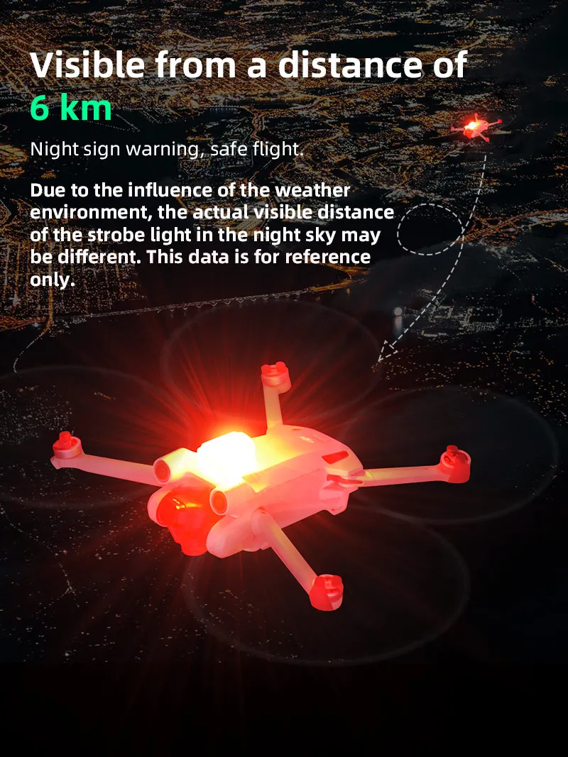 the actual visible distance of the strobe light in the night sky may be different .