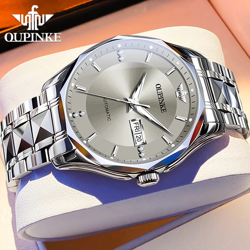 OUPINKE 3295 Men Automatic Watch Fashion Business Mechanical Watch For Men Top Brand Deep Waterproof Auto Date Dress Wristwatch