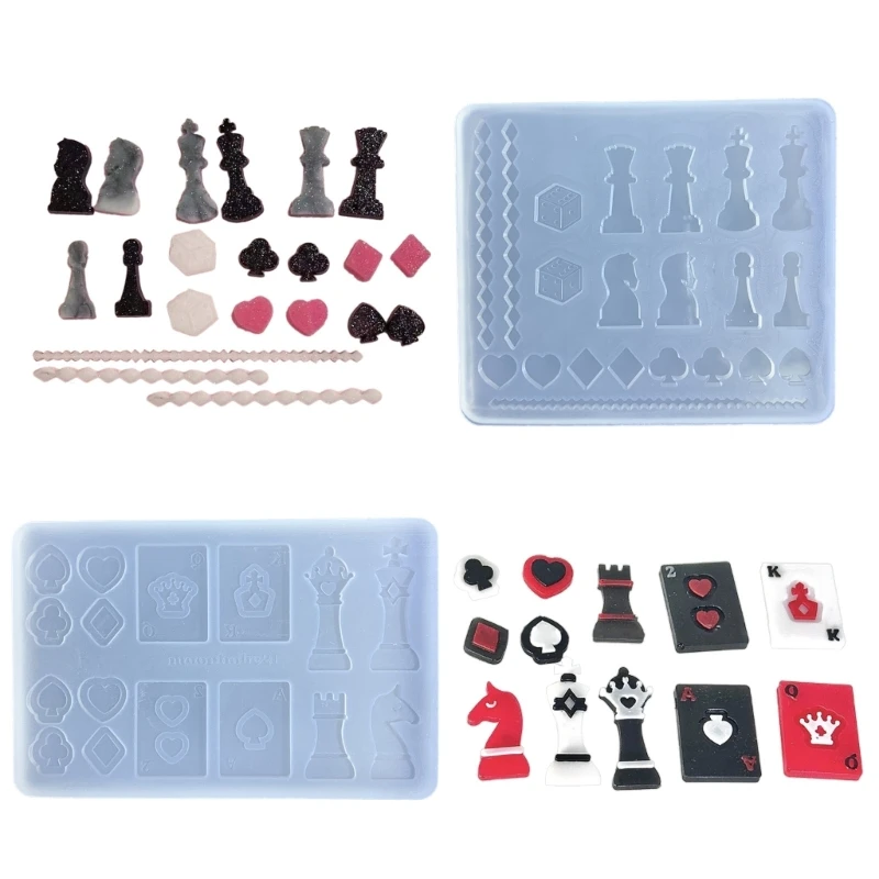 

Chess and Cards Making Mould Easy to Clean Silicone Casting Mold Handmade Accessories Mould for Craft Enthusiasts