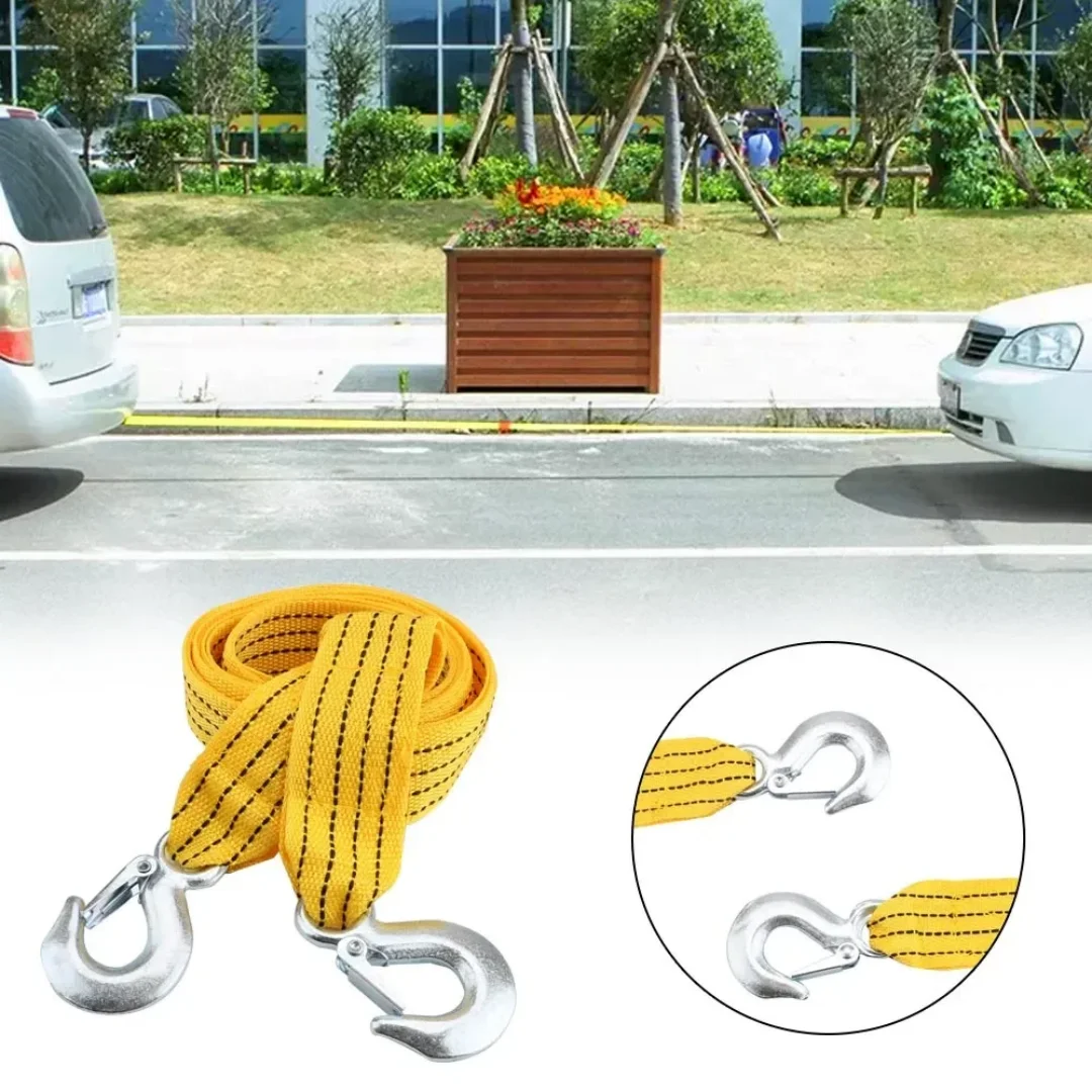 Nylon Double Flat Rope Fluorescent Towing Rope Automotive Strong Trailing 4 Meters car towing rope