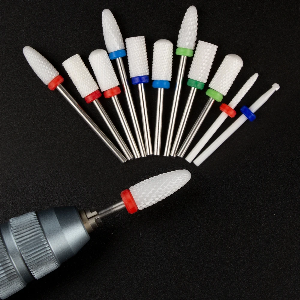 매니큐어 세트에 대 한 5pcs 세라믹 밀링 커터 네일 드릴 비트 밀 매니큐어 기계 젤 파일 제거를위한 페디큐어 도구 3/32 인치