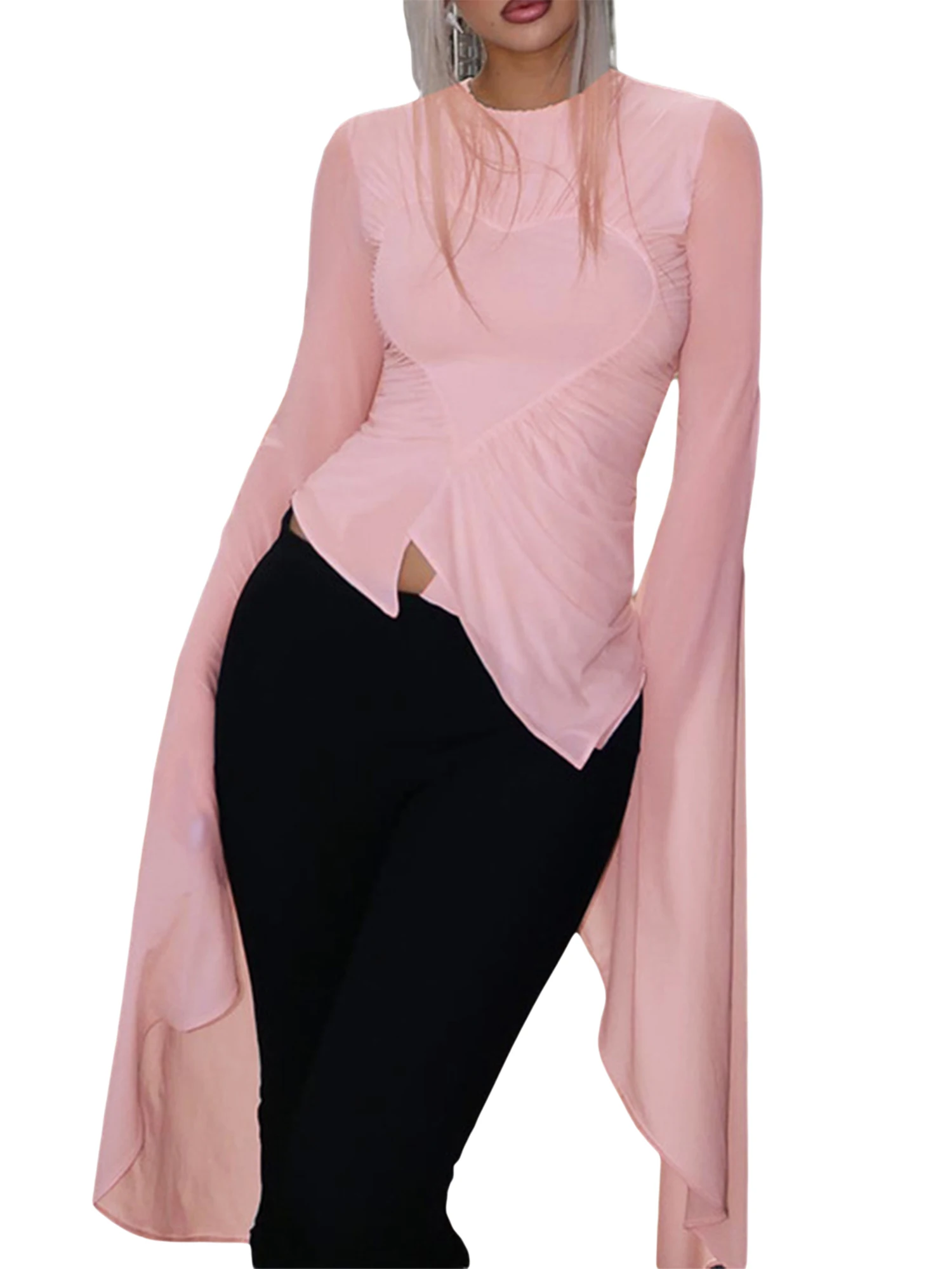 

2023 Women s Floral Print Off-Shoulder Ruffle Sleeve Blouse for Spring Summer