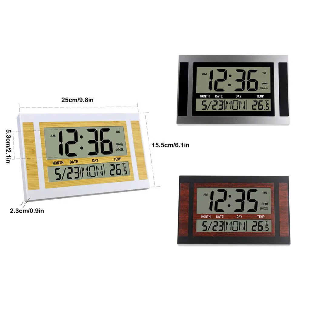 LCD Display Digital Wall Clock Calendar Temperature