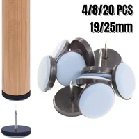 4/8/20pcs 19/25mm Furniture Sliders Pads With nails Glides Sliding Block Table Chair Leg Mat Carpet Hardwood Floor Protector 1