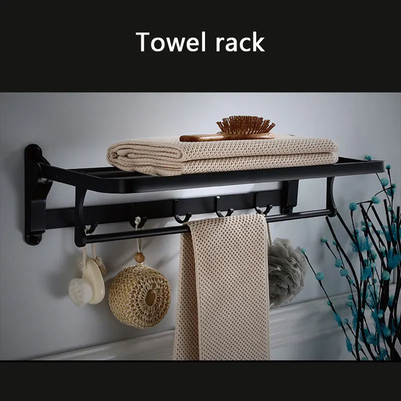 Luxury Bathroom Hardware 14-piece Set Bathroom Sets Black Towel Rack Towel Ring Toothbrush Holder Tissue Box Shower Accessories