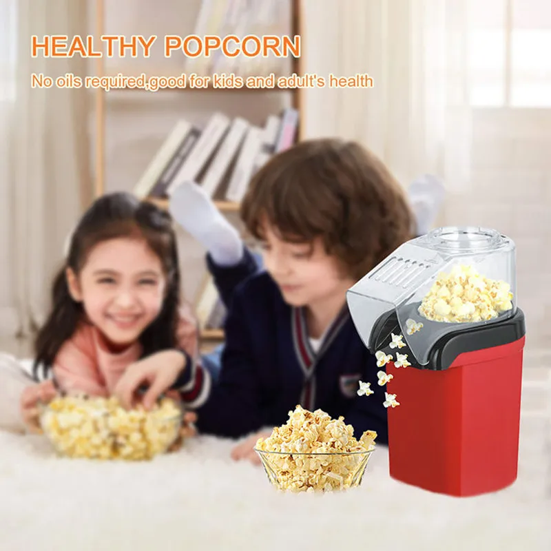 1200W Household Popcorn Maker No Oil Hot Air Electric Popcorn Popper Machine With Measuring Cup and Removable Lid
