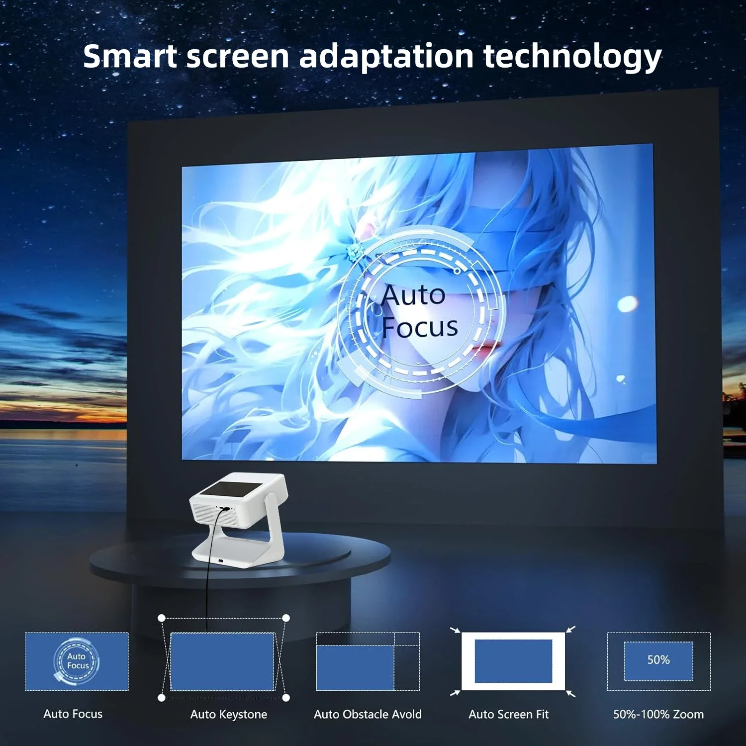 4K WiFi Projector A2pro Dual Screen Android OS Home Theater Supports Gaming & Karaoke