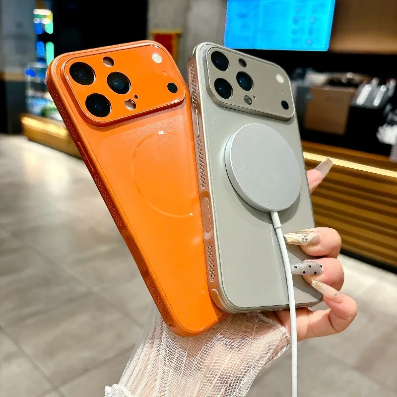 Luxury Matte Glass Lens Protection Case with Magnetic Shockproof Hard Cover