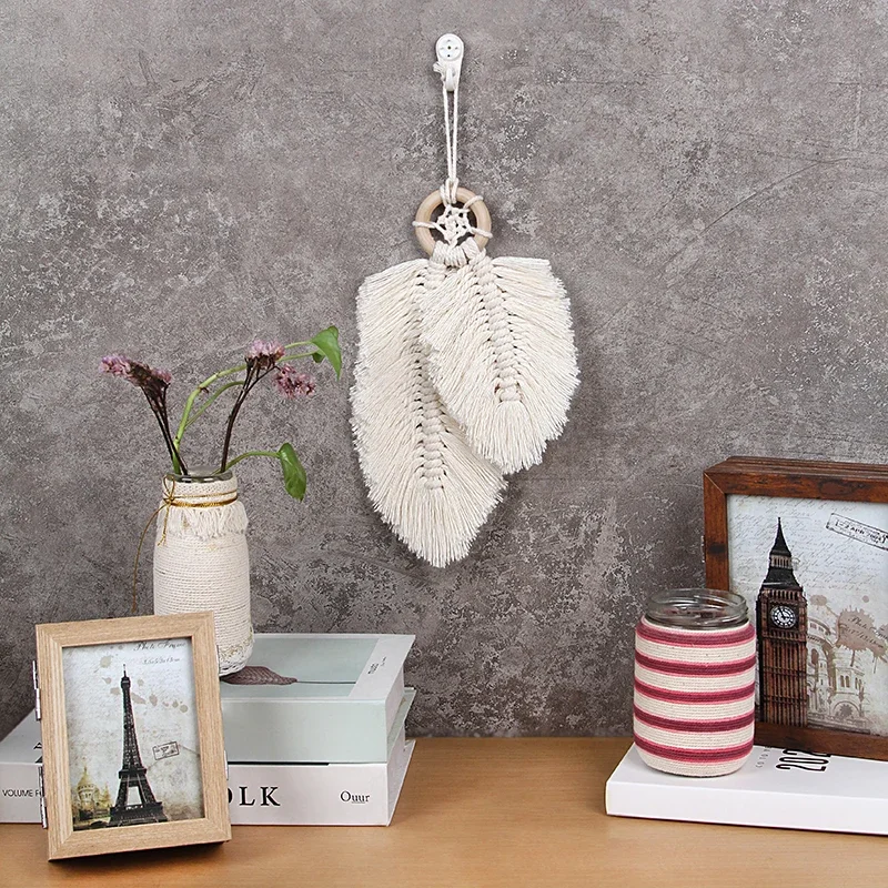 Macrame Hangende Handgemaakte Veren Wandtapijt Decoratie Dromenvanger Charme Nordic Decoratie Huis Boho Muur Materialen Gereedschappen