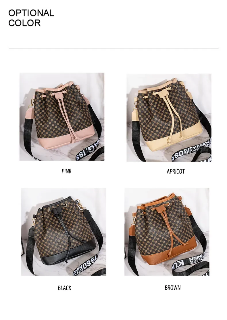 Sa15795ec61624787b120b9e83cd9ce3dL Fashion Versatile Women's Bucket Bag Cross Body Storage Single Shoulder Bag Drawstring Printed Messenger Bag Mallzona