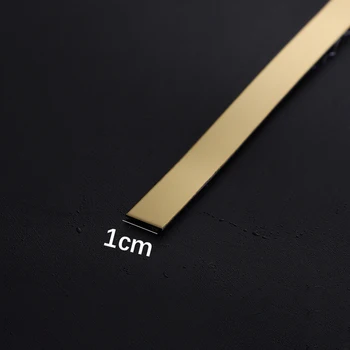 5/10 เมตรสติ๊กเกอร์ติดผนังสแตนเลสสตีลแบน Self Adhesive ห้องนั่งเล่นตกแต่งกระจกสําหรับ Home Wall EDGE Strip 29