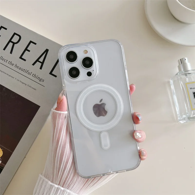 Clear Magnetic Macsafe Wireless Charging Case For Magsafe IPhone 15 14 12 11 13 Pro Max 13 Mini XS X XR IPone IPhone 15 Mac Safe