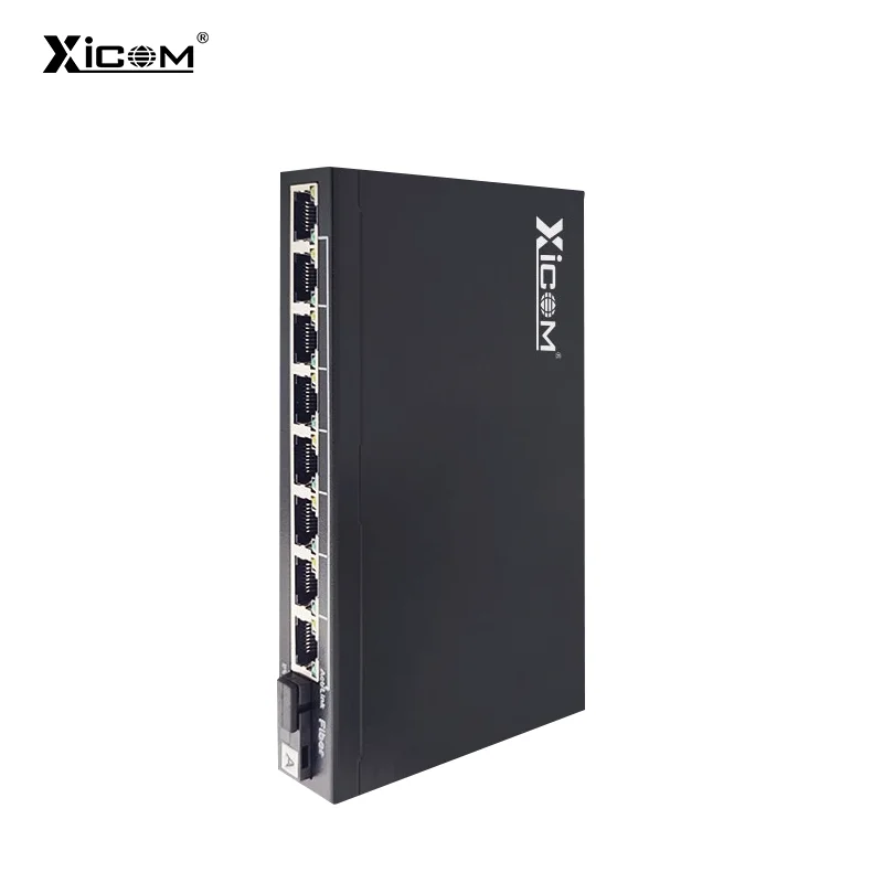 10/100M 25KM Optic Media Converter 1 Fiber Port 8 Rj45 Port Optical Transceiver External Singlemode Fiber Switch 1310/1550nm 10 100m 25km optic media converter switch fibra simplex sc singlemode single fiber transceiver compatible cisco mikrotik huawei