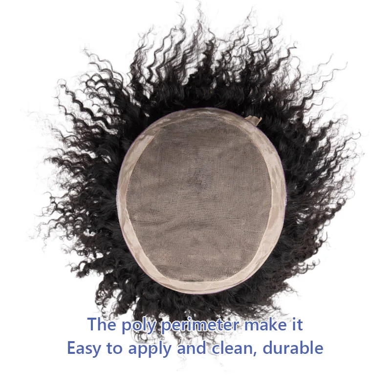 Deep Curly Hairpiece Men Capillary Prosthesis Fine Mono NPU 100% Human Hair Wigs For Men Toupee Exhuast Systems Afro Men Wig