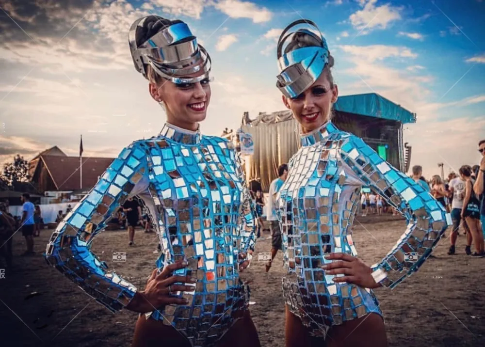 Modern dance Mirror future technology bar gogo costumes dance team ds dj nightclub stage show cloth Singer bodysuit