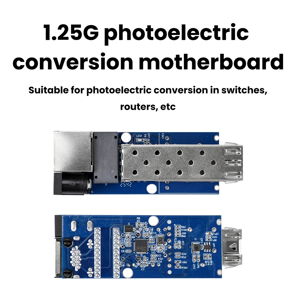 DC 512V SFP 기가비트 광섬유 트랜시버 보드 광전 변환 모듈 RJ45 이더넷 포트