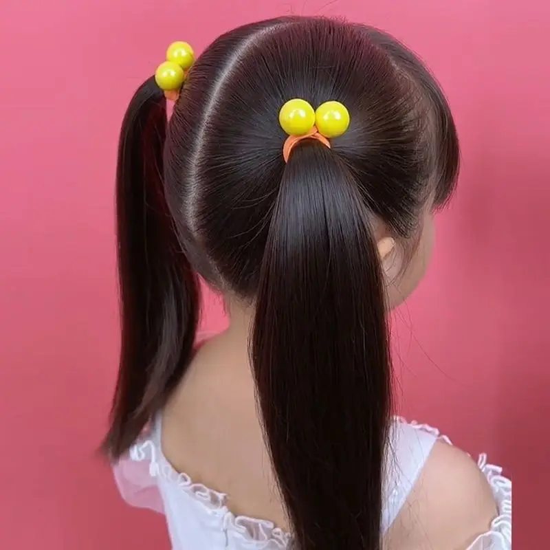 Korean Children's Candy Color Long Rubber Band Hair Band Tie Ponytail Ball Color Headband Princess Headgear Princess Style