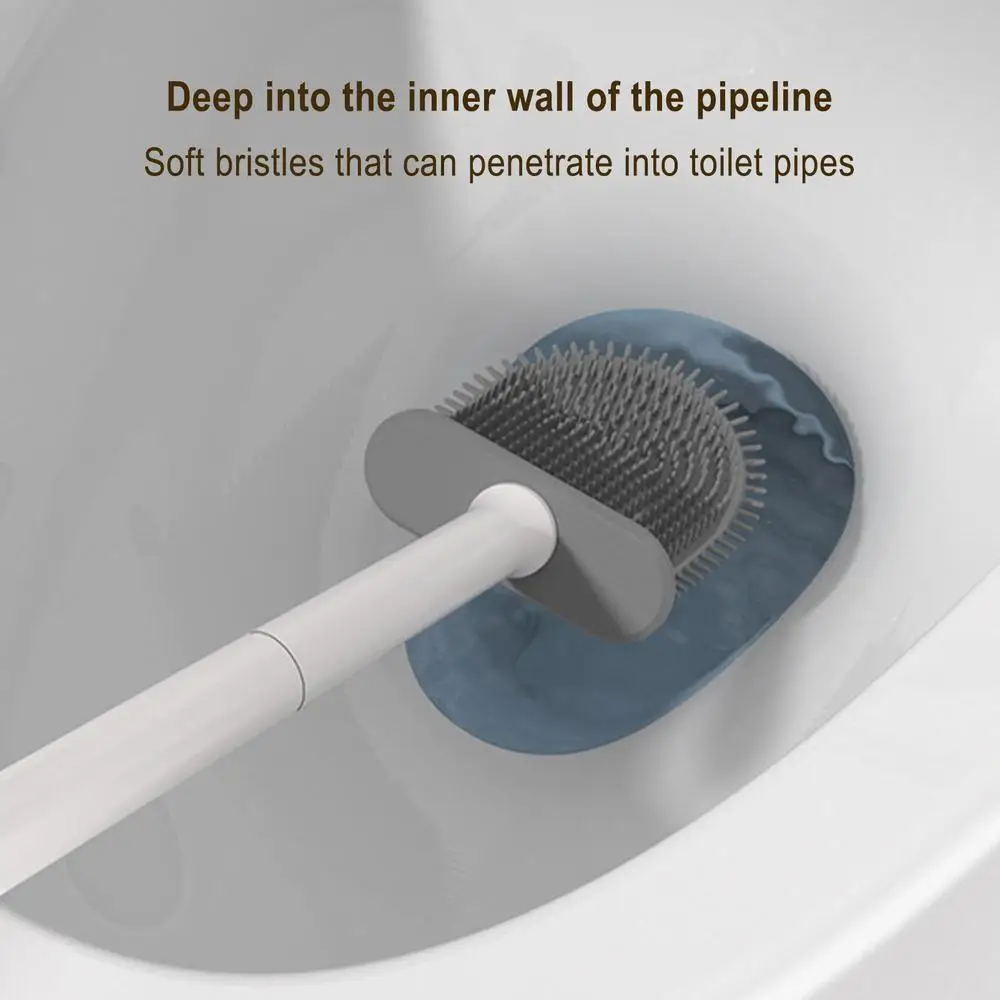 Description Picture 2 of itemCartoon Toilet Brush Cute Flat Head Flexible Soft Bristles Brush Bathroom Storage Toilet Brush Head Household Accessories