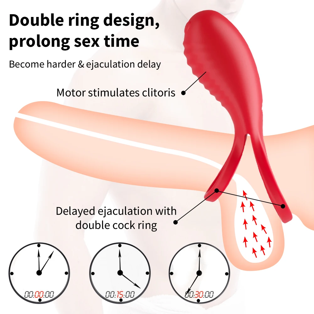 Anneaux vibrants pour couples, vibromasseurs, sextoys pour hommes, anneau retardateur d'éjaculation, accessoires sexy pour adultes masculins._voghion.com