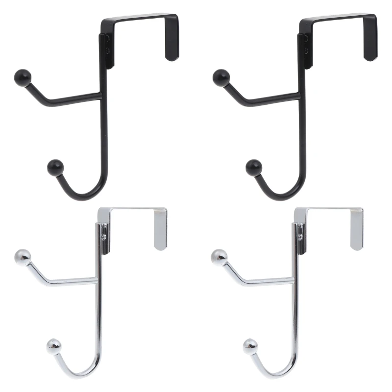 

2 Pcs Over the Door Hooks Towel Holder Hanging Coat Rack Sturdy Metal Double Hook Hanger for Bedroom Bathroom Punch-free