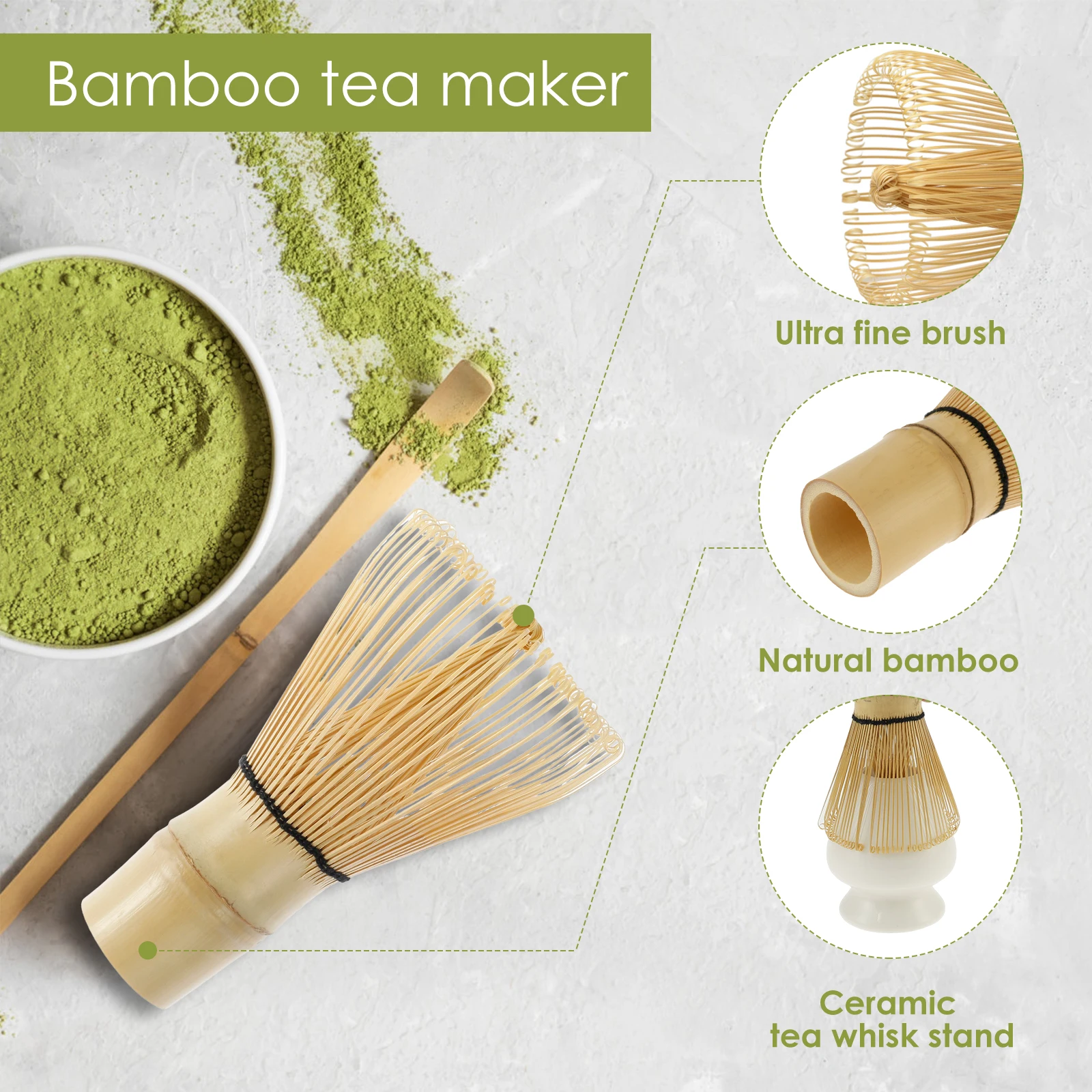 Japanese Matcha Tea Set Accessories with Stirrer Stand Stainless Steel Sieve Bamboo Spoon Stirrer Spoon Stand Matcha Making Tool