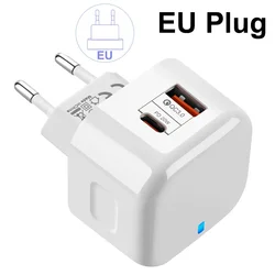 High - Speed 20W Dual Port Wall Charger with USB - C and Type - C Power Delivery - EU